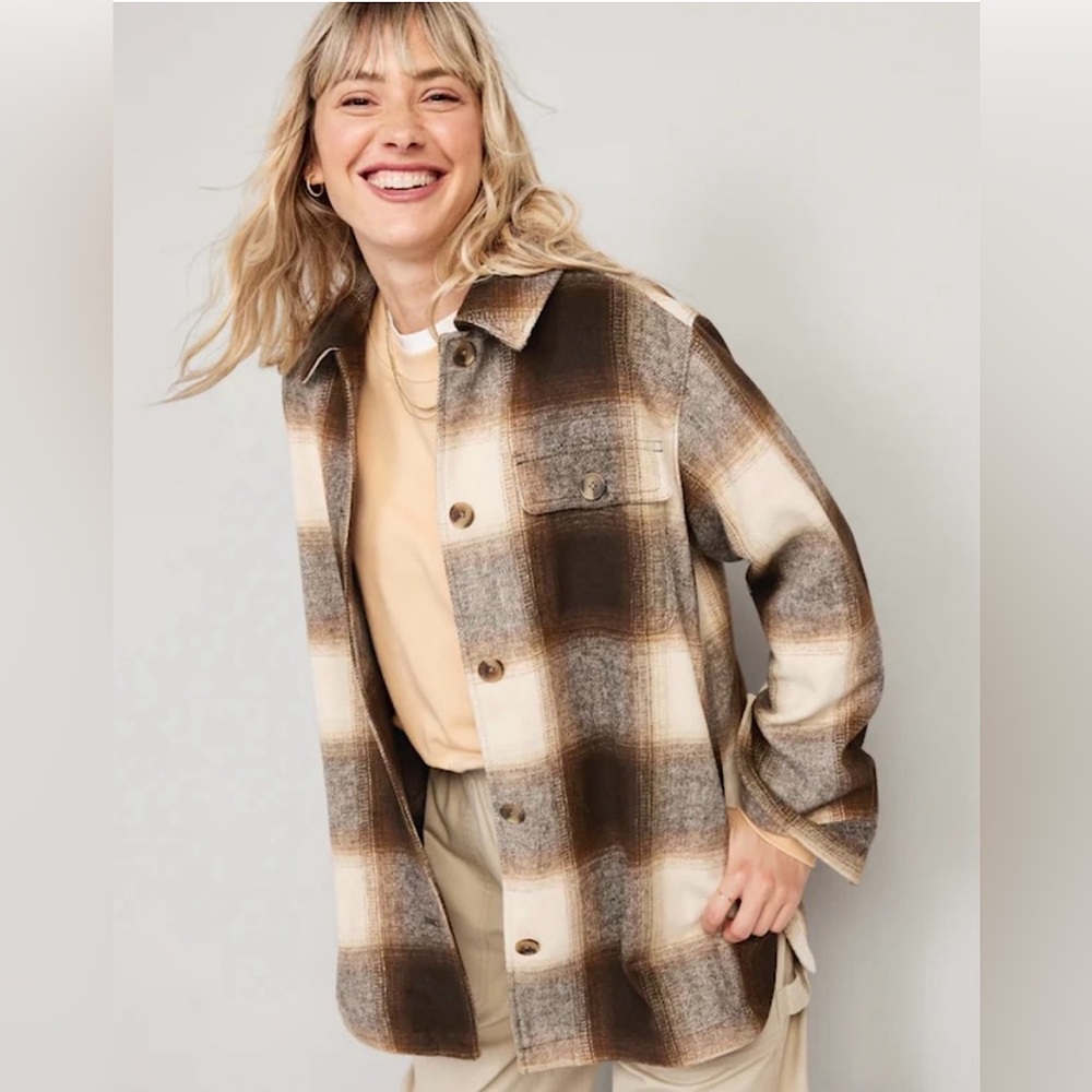 Old Navy Plaid Oversized Soft-Brushed Shacket / Jacket (NWOT)